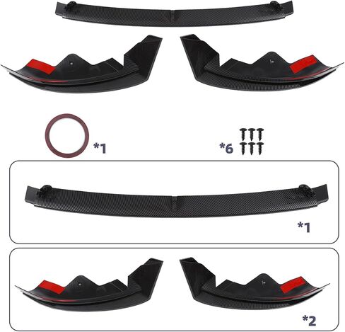 Front Lip for Tesla Model Y Juniper 2025 2026 V Style Carbon Fiber Look(Not fit for Performance) in Kuwait