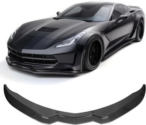 Front Bumper Lip Spoiler Splitter Body Kit Fit for Chevrolet Corvette C7 Z06 Stage 2014 2015 2016 2017 2018 2019 Carbon Fiber Look(Not Fits ZR1) in Saudi Arabia