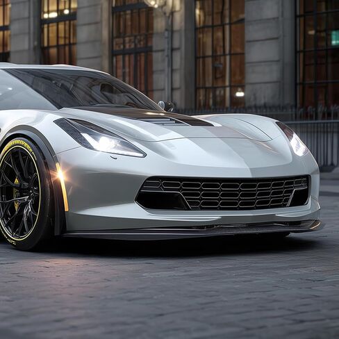 Front Bumper Lip Spoiler Splitter Body Kit Fit for Chevrolet Corvette C7 Z06 Stage 2014 2015 2016 2017 2018 2019 Carbon Fiber Look(Not Fits ZR1) in Saudi Arabia