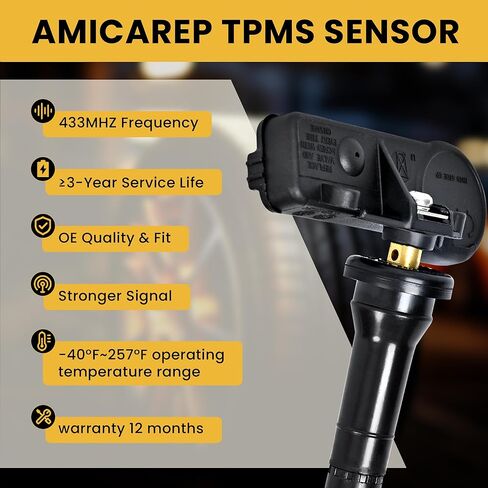 مستشعر ضغط الإطارات TPMS بديل مستشعر 433 ميجا هرتز متوافق مع 2019 2020 2021 2022 2023 2024 دودج رام 1500 استبدال 68293199AA (4 قطع) in Kuwait