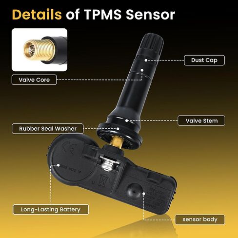مستشعر ضغط الإطارات TPMS بديل مستشعر 433 ميجا هرتز متوافق مع 2019 2020 2021 2022 2023 2024 دودج رام 1500 استبدال 68293199AA (4 قطع) in Kuwait
