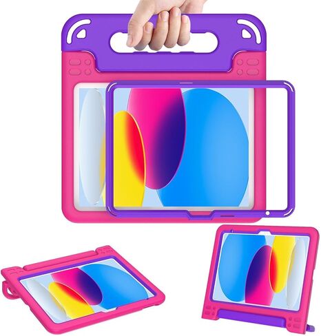 AVAWO Kids Case for iPad 10th Generation 2022, iPad 10.9 Case for Kids with Built-in Screen Protector, Durable Shockproof Lightweight Handle Stand Case for iPad 10 Gen 10.9 Inch, Blue in Saudi Arabia