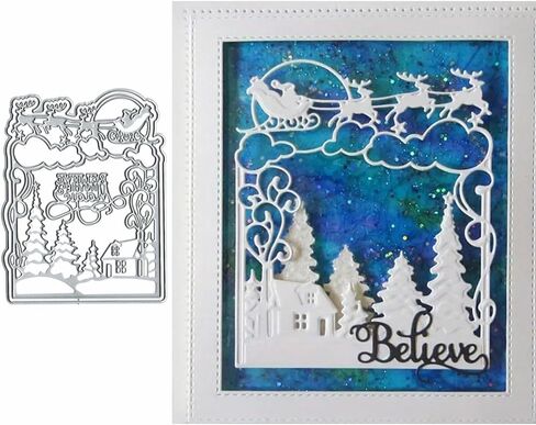 Christmas Greeting Card Dies Metal Die Cuts, Christmas Frame Cutting Dies Cut Stencils for DIY Scrapbooking Cards Photo Album Decorative Embossing Paper Dies for Scrapbooking Card Making in Kuwait