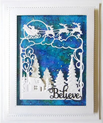 Christmas Greeting Card Dies Metal Die Cuts, Christmas Frame Cutting Dies Cut Stencils for DIY Scrapbooking Cards Photo Album Decorative Embossing Paper Dies for Scrapbooking Card Making in Kuwait