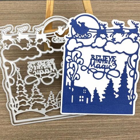 Christmas Greeting Card Dies Metal Die Cuts, Christmas Frame Cutting Dies Cut Stencils for DIY Scrapbooking Cards Photo Album Decorative Embossing Paper Dies for Scrapbooking Card Making in Kuwait