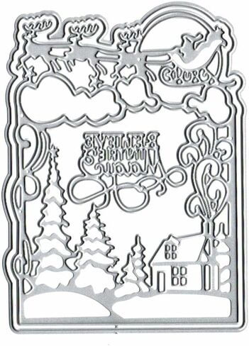 Christmas Greeting Card Dies Metal Die Cuts, Christmas Frame Cutting Dies Cut Stencils for DIY Scrapbooking Cards Photo Album Decorative Embossing Paper Dies for Scrapbooking Card Making in Kuwait