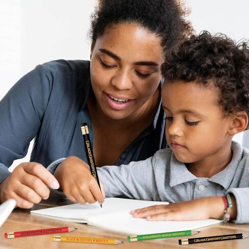 JarThenaAMCS Black History Month Pencil with Eraser 48 Pcs Writing Short Pencil 4 In Black Yellow Red Green Juneteenth African Wood Half Pencils for Classroom Office Stationery Gift in Kuwait