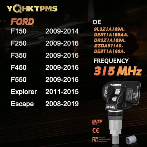 TPMS Ford 315MHz Pre-Programmed,New Upgraded TPMS Sensor Compatible with F-150 2009-2014 |F-250 2009-2016 |Escape 2009-2019 |Explorer 2011-2015/OE#DE8T1A180AA(Set of 4) in Saudi Arabia