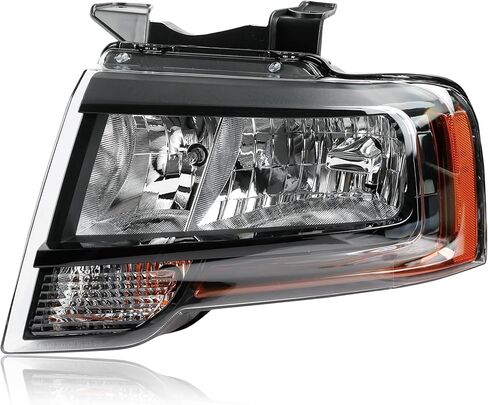 Chrome Housing Halogen Headlight Assembly Compatible with 2007-2014 Ford Expedition Halogen Headlights Front Headlamp with Bulb with Indicator Headlamp Clear Lens Left + Right Pair in Saudi Arabia