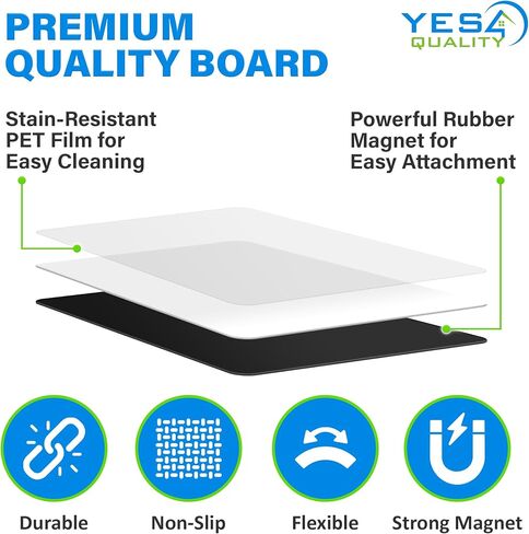 Magnetic Dry Erase Whiteboard Calendar for Fridge (16 x 12"), Refrigerator White Board Sheet w/ 3 Colorful Markers & Eraser, Monthly Meal Planner & Organizer for Family by Yes4Quality in Saudi Arabia