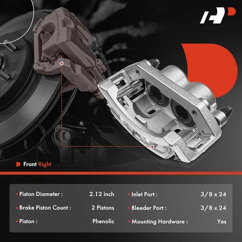 مجموعة فرجار قرص الفرامل A-Premium مع دعامة متوافقة مع موديلات مختارة من Ford - E-150/Econoline 2004-2006، E-150 Club Wagon 2004-2005 - جانب الراكب الأمامي الأيمن in Kuwait
