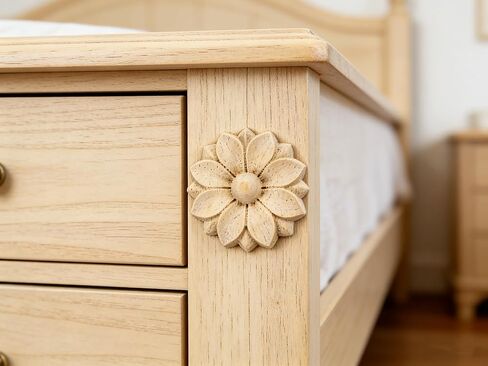 10PCS Wood Rosettes Little Flowers Onlay Appliques (Dia-3cm/1.18"), Unpainted Round Wood Appliques Decorative Carving Craft Decals for Home Chests Cabinet Door Cupboard Dresser Pew Wardrobe Decor in Saudi Arabia