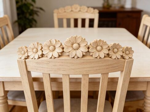 10PCS Wood Rosettes Little Flowers Onlay Appliques (Dia-3cm/1.18"), Unpainted Round Wood Appliques Decorative Carving Craft Decals for Home Chests Cabinet Door Cupboard Dresser Pew Wardrobe Decor in Saudi Arabia