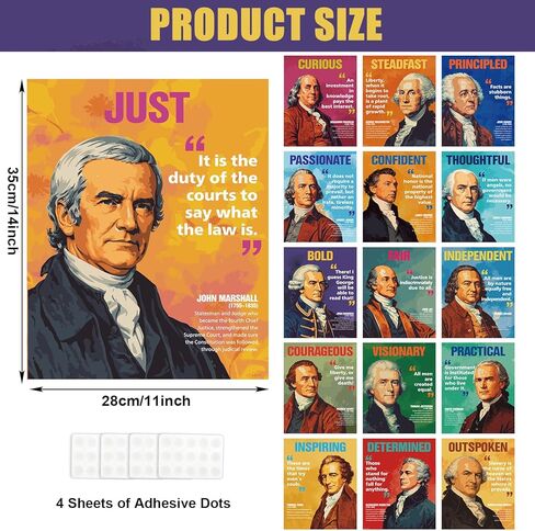16Pcs Founding Fathers US History Posters American Founding Fathers Inspirational Quote Poster Social Studies Classroom Decoration Educational Wall Art for Teacher School Bulletin Board Wall Decor in Saudi Arabia