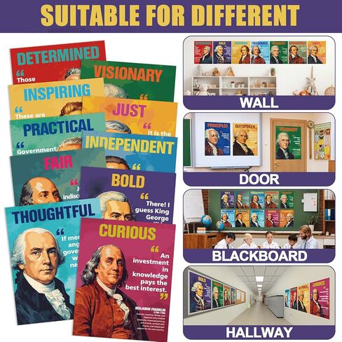 16Pcs Founding Fathers US History Posters American Founding Fathers Inspirational Quote Poster Social Studies Classroom Decoration Educational Wall Art for Teacher School Bulletin Board Wall Decor in Saudi Arabia