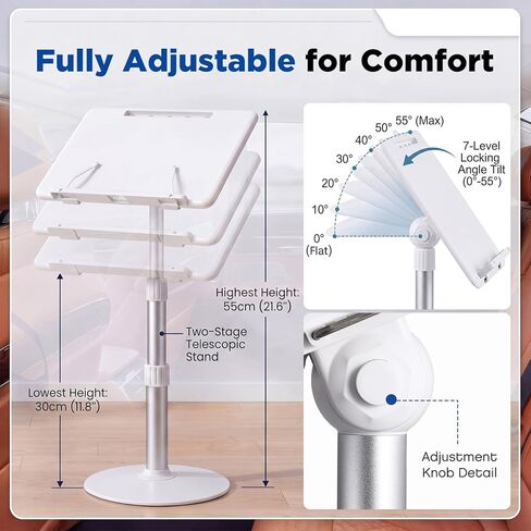 2 in 1 Portable Car Desk for Laptop Car Seat Tray Table Adjustable Height 11.8"-21.6" 7-Level Tilt for Front Passenger Rear Driver Seat Food Eating Work Trips Travel in Saudi Arabia