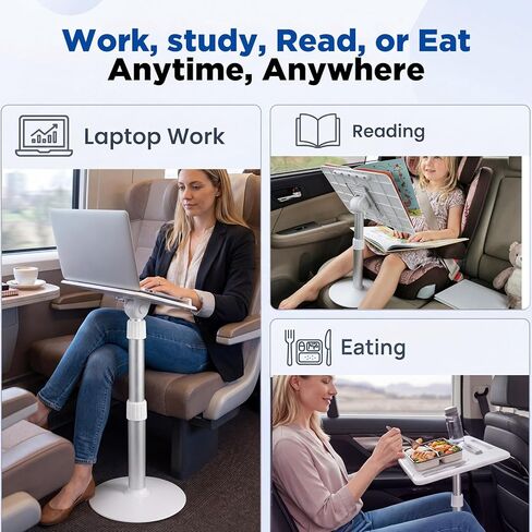 2 in 1 Portable Car Desk for Laptop Car Seat Tray Table Adjustable Height 11.8"-21.6" 7-Level Tilt for Front Passenger Rear Driver Seat Food Eating Work Trips Travel in Saudi Arabia