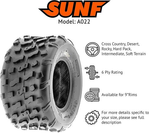 SunF مجموعة 2 إطارات ATV 20x10-9Go Kart Golf Cart جزازة العشب 20x10x9 Knobby 4 PR A022 in Kuwait