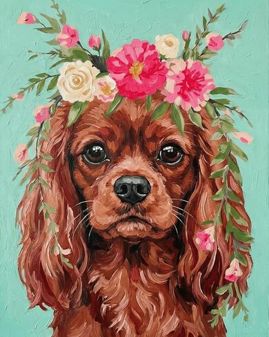 مجموعة الطلاء بالأرقام الأصلية من ColourMost - Cavalier King Charles Spaniel | سلسلة بلومينج بيتس (16 بوصة × 20 بوصة/40 × 50 سم)، مثالية للمبتدئين والبالغين (أسود وأسمر-1174273) in Kuwait