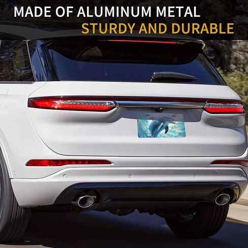 License Plate for Car Designs Stainless Front License Plate Cover Waterproof Rust-Free Metal Aluminum Fit Truck SUV Rv Car 6 X 12 Decorative Ocean Animal Dolphin Accessories for Women Men in Saudi Arabia