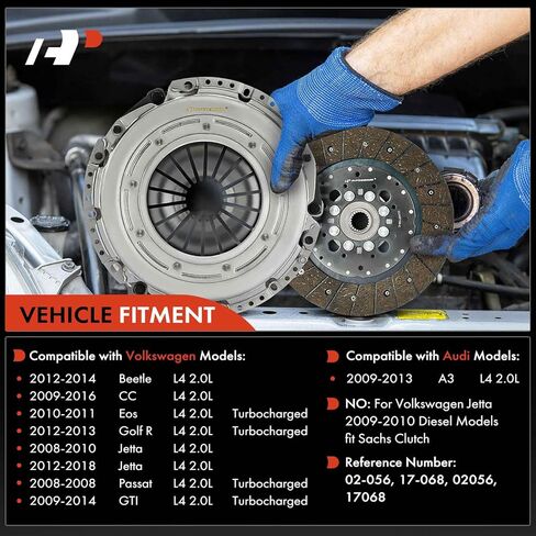 مجموعة قابض ناقل الحركة A-Premium متوافقة مع Volkswagen Jetta 2008-2010 2012-2018، Passat 2008، Golf R 2012-2013، Beetle 2012-2014، CC 2009-2016، Eos 2010-2011، GTI 2009-2014 & A3، 2.0L in Kuwait