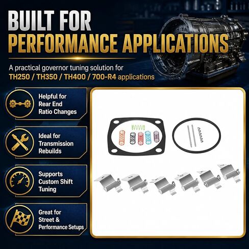 Governor Adjustment Kit, Shift Point Package K0181 for Turbo 350 TH350C TH400 TH700R4 (85-94), Transmission Governor Tuning Kit with 6 Weights, 6 Springs & E-Clip Pins in Kuwait