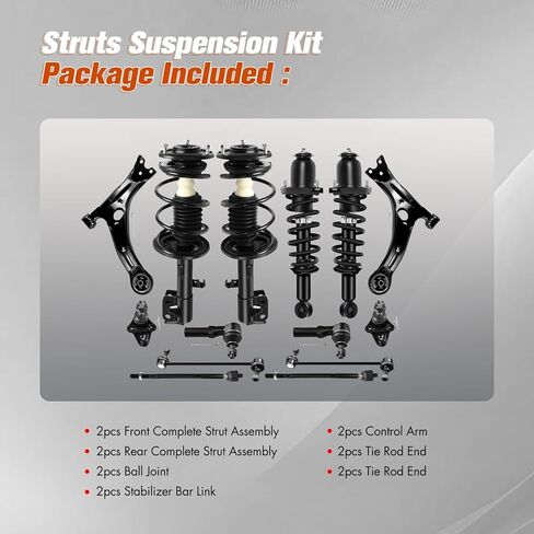 Struts Shock suspension kit for 2009 2010 2011 2012 2013 for Toyota Corolla struts 2011 2012 2013 for Toyota Matrix Front Rear Pair Complete Strut Assembly,Ball Joint,Control Arm kit 14 Pcs in Kuwait