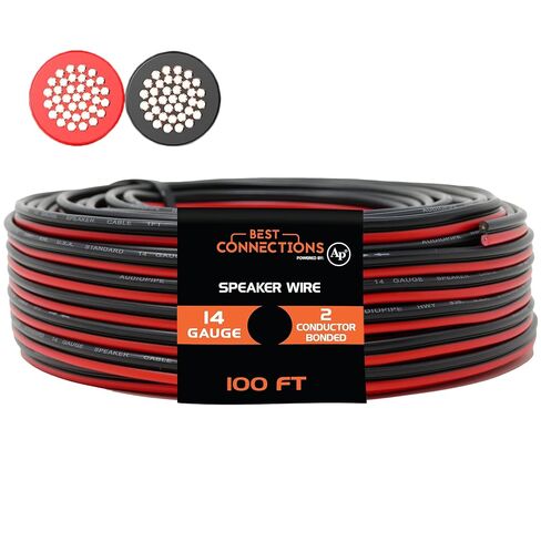 BEST CONNECTIONS Speaker Zip Wire (Various Gauge/Size Options) Primary Bonded Red & Black Speaker Cable Stranded Speaker Wire Car Audio Automotive Home Theatre (100 Feet, 14 Guage) in Saudi Arabia