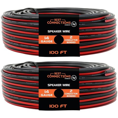 BEST CONNECTIONS Speaker Zip Wire (Various Gauge/Size Options) Primary Bonded Red & Black Speaker Cable Stranded Speaker Wire Car Audio Automotive Home Theatre (200 Feet (100ft x 2), 10 Gauge) in Kuwait