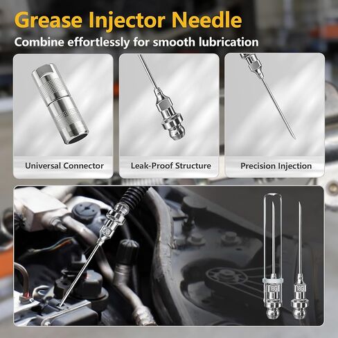 8PCS Grease Gun Tips, Grease Gun Needle Tip Includes Lock Coupler, 90°Adapter, Plain Coupler, Needle Nozzle, Sharp Nozzle, Injector Needle, Straight Pipe, Bend Pipe in Saudi Arabia
