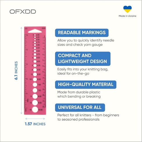 Knitting Needle Gauge - Plastic Ruler for Knitting Needle Size Gauge - Measuring Tool for Yarn in Kuwait