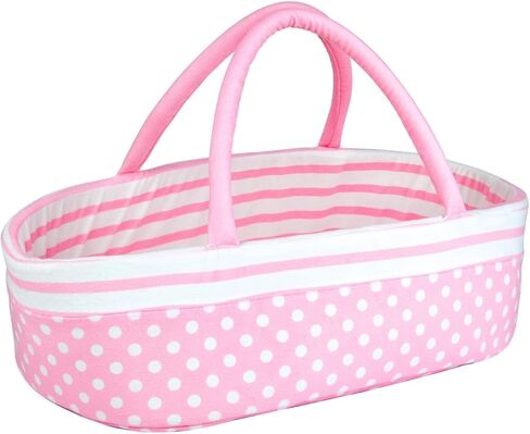 Reborn Baby Dolls Bassinet Pink Crib Bed Soft Toddler Doll Carrier for 18-24 Inch Baby Doll Accessories Baskets with Handle in Kuwait