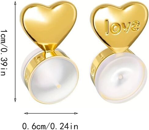 12 PCS Rubber Earring Backs for Droopy Ears，Heart Silicone Earring Lifter，Hypoallergenic Secure Earrings Backs Replacements for Heavy Earrings (Gold,Rose Gold and Silver) in Kuwait