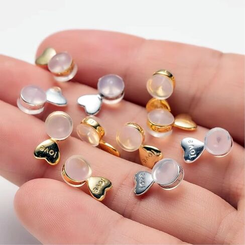 12 PCS Rubber Earring Backs for Droopy Ears，Heart Silicone Earring Lifter，Hypoallergenic Secure Earrings Backs Replacements for Heavy Earrings (Gold,Rose Gold and Silver) in Kuwait