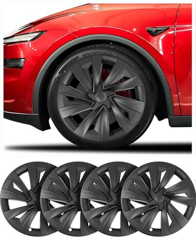 أغطية العجلات مقاس 19 بوصة لملحقات Tesla Model Y Juniper 2025 2026 ABS Hubcaps 4 قطع متوافقة مع غطاء عجلة استبدال Tesla Moulde Y Rim (فضي، 19 بوصة) in Kuwait