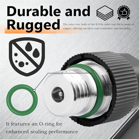 17PCS AC Valve Core Kit,Double Head A/C Valve Core Removal Tool Set with R134a R12 Valves Cores,High/Low Pressure Side Couplings,Universal A/C Tool Fit for Refrigeration System Repair in Kuwait