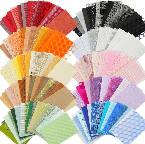 Scrapbook Supplies and Paper Set - 160 Sheets Textured Paper with Mesh Fabric for Scrapbooking, Junk Journal Supplies, Card Making - 10 Pack Mixed Media Collage Kit A7 in Kuwait