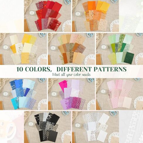 Scrapbook Supplies and Paper Set - 160 Sheets Textured Paper with Mesh Fabric for Scrapbooking, Junk Journal Supplies, Card Making - 10 Pack Mixed Media Collage Kit A7 in Kuwait