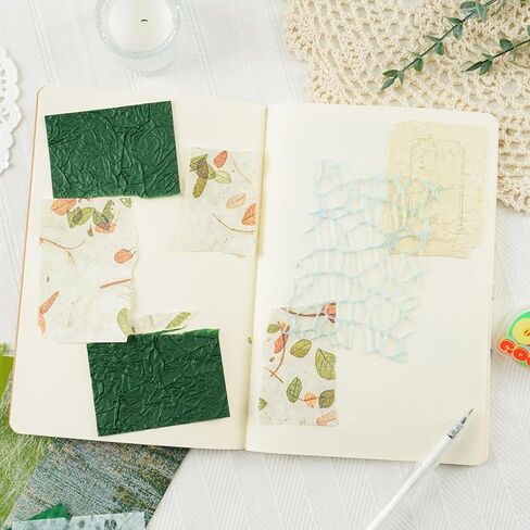 Scrapbook Supplies and Paper Set - 160 Sheets Textured Paper with Mesh Fabric for Scrapbooking, Junk Journal Supplies, Card Making - 10 Pack Mixed Media Collage Kit A7 in Kuwait
