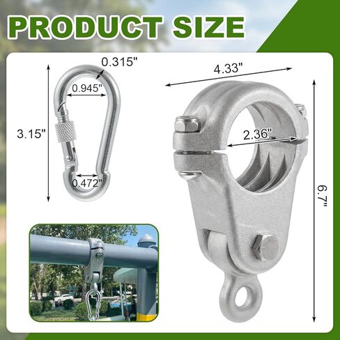 Silkfly 2 Pcs 2-3/8" Heavy Duty Swing Hangers Set Steel Pipe Hanger Cast Aluminum a Frame Swing Set Bracket Hardware for Pipe Beams in Kuwait