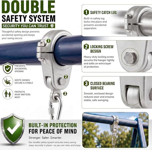 Silkfly 2 Pcs 2-3/8" Heavy Duty Swing Hangers Set Steel Pipe Hanger Cast Aluminum a Frame Swing Set Bracket Hardware for Pipe Beams in Kuwait