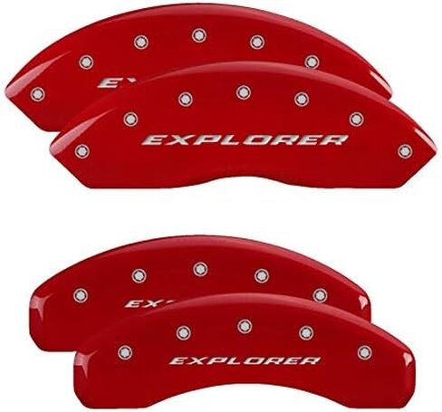 MGP Brake Caliper Covers for Ford Explorer 2020-2023 (20-21 ST STD Brakes, 22-23 STD Brakes), Red Finish, Engraved Silver Explorer Logo (Set of 4) in Saudi Arabia