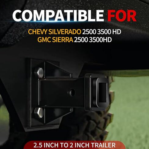 2-1/2" to 2" Inch Trailer Hitch Receiver Adapter Reducer for Chevy Silverado & GMC Sierra 2500 3500 HD (with Lock Pin & Towing Pin), 2.5" to 2" Sleeve Convertor for Truck Rack Cargo Carrier in Saudi Arabia