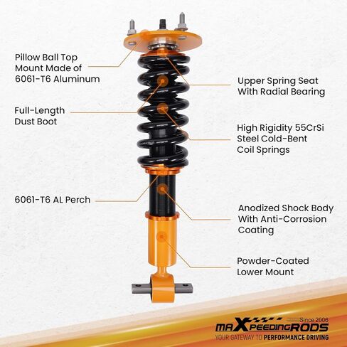 maXpeedingrods Coilovers for Cadillac Escalade 2007-2013, for Chevrolet Avalanche/Suburban 1500 2007-2012, for GMC Yukon XL 1500 2007-2009, Height Adjustable Shock Absorber Lowering Kit Gold in Kuwait