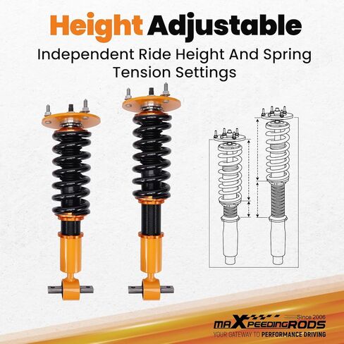 maXpeedingrods Coilovers for Cadillac Escalade 2007-2013, for Chevrolet Avalanche/Suburban 1500 2007-2012, for GMC Yukon XL 1500 2007-2009, Height Adjustable Shock Absorber Lowering Kit Gold in Kuwait