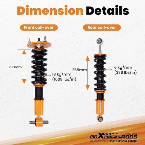 maXpeedingrods Coilovers for Cadillac Escalade 2007-2013, for Chevrolet Avalanche/Suburban 1500 2007-2012, for GMC Yukon XL 1500 2007-2009, Height Adjustable Shock Absorber Lowering Kit Gold in Kuwait