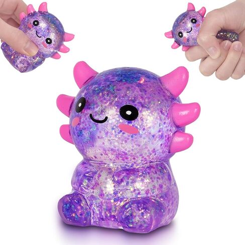 Axolotl Squishy Toy, Cute Slow Rising Fidget Toy for Stress Relief, Soft Squeeze Sensory Toy for Kids and Adults, Handheld Stress Ball for Anxiety and Focus Sitting Posture Axolotl(Green) in Saudi Arabia