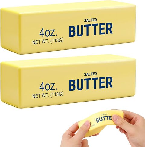 2Pack Slow Rising Dumpling Squishy Butter Squeeze Toys, Slow Rising Squishy,Squeeze Ball Realistic Butter Stick Soft Squeeze Toys for Adults Office Home Stress Relief (Yellow) in Saudi Arabia