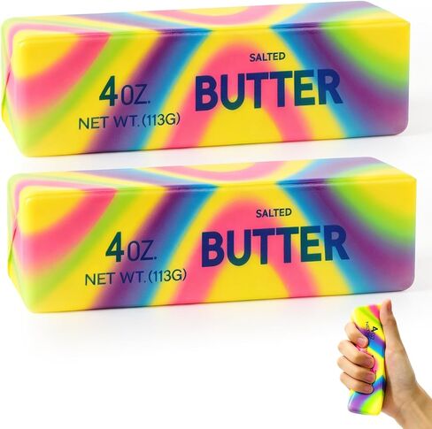 2Pack Slow Rising Dumpling Squishy Butter Squeeze Toys, Slow Rising Squishy,Squeeze Ball Realistic Butter Stick Soft Squeeze Toys for Adults Office Home Stress Relief (Yellow) in Saudi Arabia