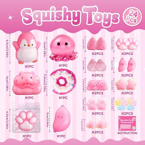 24Pack Taba Squishies Toy, Squishy Fidget Taba Toys, Stress Relief Sensory Squeeze Toys for Kids 4-8 8-12 Party Favors, Classroom Prizes, Birthday Gifts Goodie Bag Stocking Stuffers in Saudi Arabia